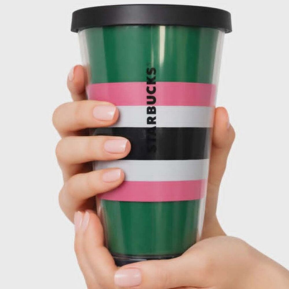 16 oz Starbucks Travel Tumbler Grande Black Green White PINK Coffee Cold Cup